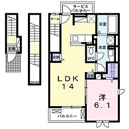 西武多摩川線 白糸台駅 徒歩3分の賃貸アパート 3階1LDKの間取り
