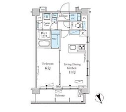 JR山手線 駒込駅 徒歩8分の賃貸マンション 4階1LDKの間取り