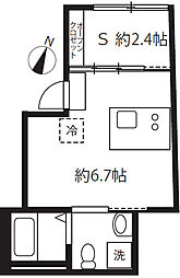 東急目黒線 不動前駅 徒歩7分の賃貸マンション 4階1Kの間取り
