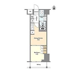 アジュールテラス東陽町 8階1DKの間取り