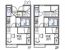 レオパレスセードル 1階1Kの間取り