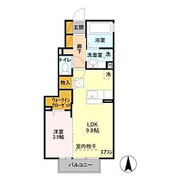 サンターニティ　Ｄ 1階1LDKの間取り