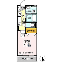 グランモア青葉 1階1Kの間取り