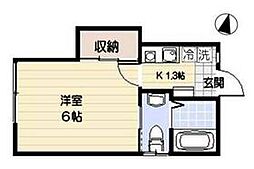 八成コーポ 1Kの間取図画像
