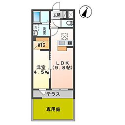 エルデ 1階1LDKの間取り