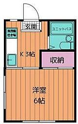ヴェルデエデン 1Kの間取図画像