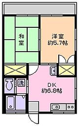 アメニティナガシマ 2階2DKの間取り