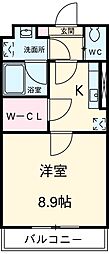 ファミーユ日野 1Kの間取図画像