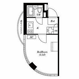 東急田園都市線 用賀駅 徒歩11分の賃貸マンション 3階1Kの間取り