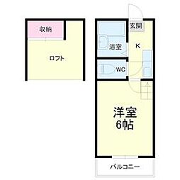 コンフォール瀬名 1Kの間取図画像