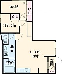 東武伊勢崎線 西新井駅 徒歩10分の賃貸アパート 1階2LDKの間取り
