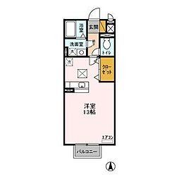 ロイヤルシティ　Ａ 1階ワンルームの間取り