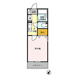 メゾンＨＯＫＵＳＨＩＮ 1階1Kの間取り