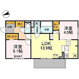 JR武蔵野線 南流山駅 徒歩12分の賃貸アパート 2階2LDKの間取り