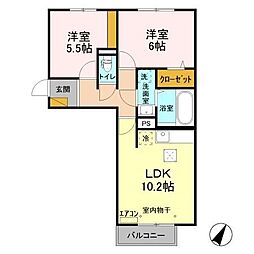 東武野田線 逆井駅 徒歩11分の賃貸アパート 1階2LDKの間取り