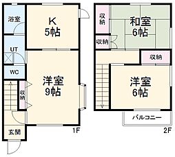 JR東海道本線 穂積駅 徒歩27分の賃貸テラスハウス 1階3Kの間取り