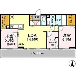 グランパルクA 2階2SLDKの間取り
