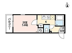 JR常磐線 柏駅 徒歩11分の賃貸アパート 1階1Kの間取り