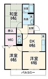 ウエストシティ　III 2階3DKの間取り