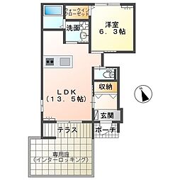 シャトー　マリアージュ 1階1LDKの間取り