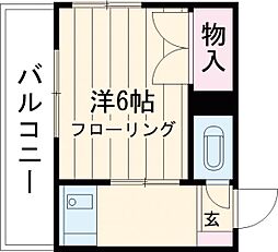 ニュー国分 3階1Kの間取り