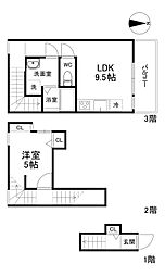 LuXe京橋II 2階1LDKの間取り
