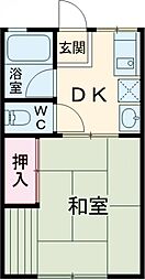 エイリーハイツ 2階1Kの間取り