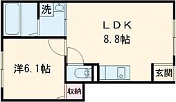 アクアシティ追分 1階1LDKの間取り