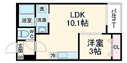 近鉄名古屋線 伏屋駅 徒歩9分の賃貸アパート 1階1LDKの間取り