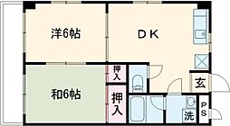 富士見ビル 3階2DKの間取り