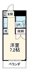サンライズ船橋 1階ワンルームの間取り