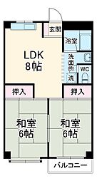 ヤマダイコーポ汐田 7階2DKの間取り