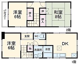 京成松戸線 高根公団駅 徒歩19分の賃貸一戸建て 1階3DKの間取り