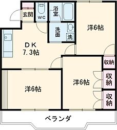 ディマンドハイツB棟 1LDKの間取図画像