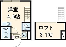 東京メトロ東西線 葛西駅 徒歩8分の賃貸アパート 1階ワンルームの間取り