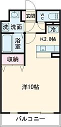 プチセゾン小山城東庭園 1階1Kの間取り