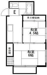 蓮根城北マンション 3階2Kの間取り