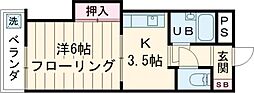 JR山手線 田端駅 徒歩8分の賃貸マンション 1階1Kの間取り