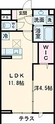 京王線 千歳烏山駅 徒歩23分の賃貸アパート 1階1LDKの間取り