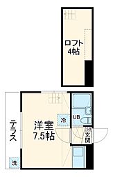 ジュネパレス船橋第53 1階ワンルームの間取り