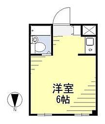 上野イースト 1階ワンルームの間取り
