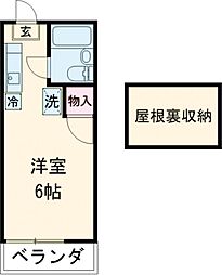 ヴィラ桜新町 2階ワンルームの間取り