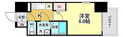 エスリード大阪ラ・リュール 2階1Kの間取り