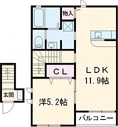 Regulus（レグルス） 2階1LDKの間取り