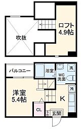 JR中央本線 新守山駅 徒歩10分の賃貸アパート 1階1Kの間取り