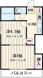 シードリーム 1階2Kの間取り