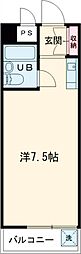 駒込Ｋ＆Ｍビル 4階ワンルームの間取り