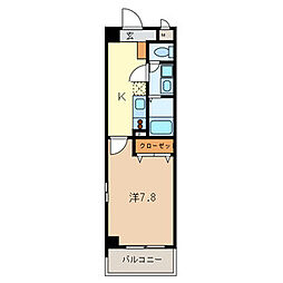 ボン　クラージュ 2階1Kの間取り