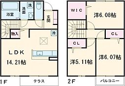 カルテットII 1階3LDKの間取り