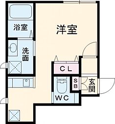 ＣＩＴＹ　ＳＴＡＧＥ　ＣＵＲＥ 1階ワンルームの間取り